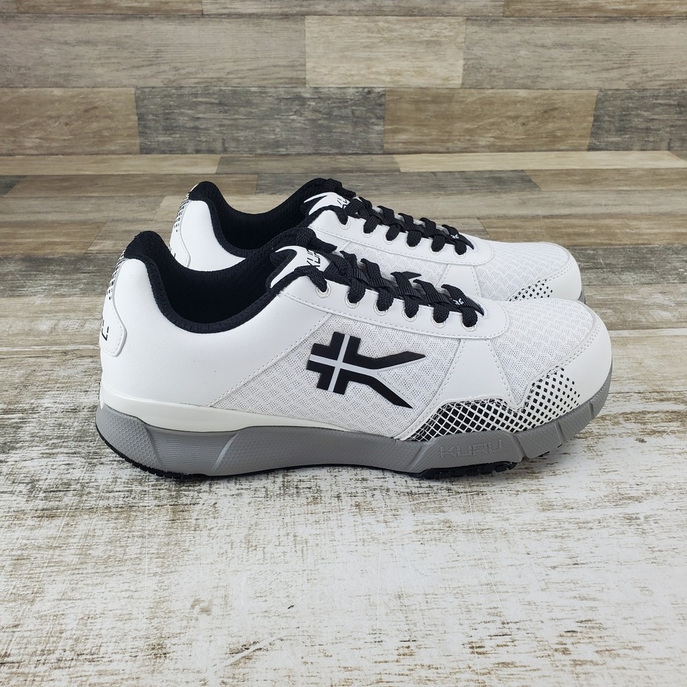 Kuru Quantum Mens Shoes Sz 8.5 Wide Bright White Fossil Gray Jet Black Sneakers